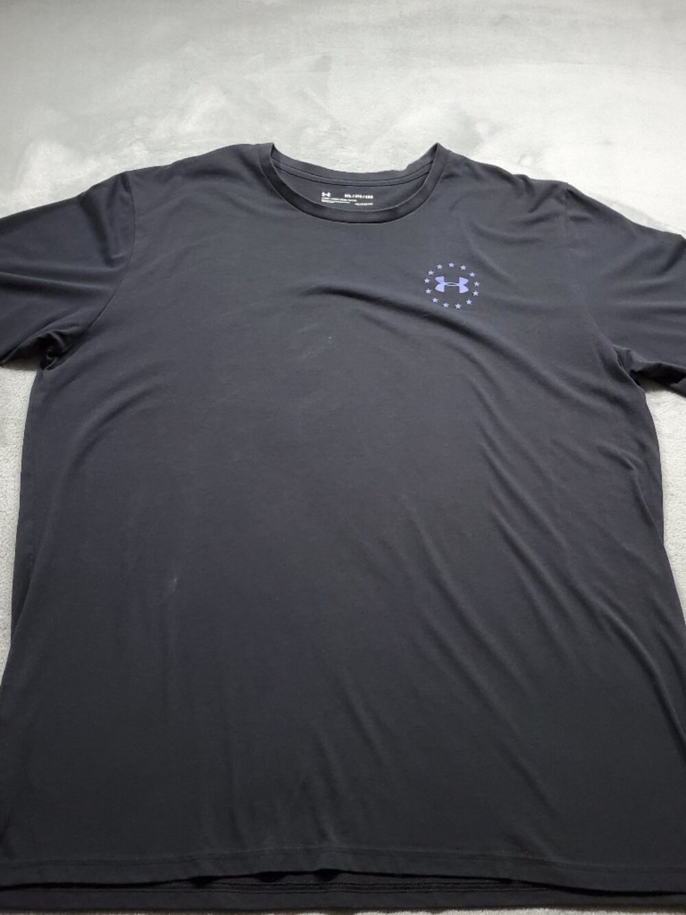 Under Armour Loose Heat Gear Purple T-Shirt Freedom Logo on Black Men Sz 2XL